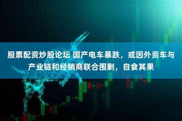 股票配资炒股论坛 国产电车暴跌，或因外资车与产业链和经销商联合围剿，自食其果