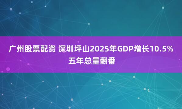 广州股票配资 深圳坪山2025年GDP增长10.5% 五年总量翻番